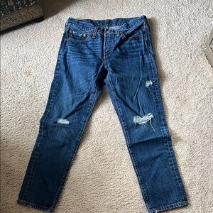 Levis Distressed Dark Blue Jeans